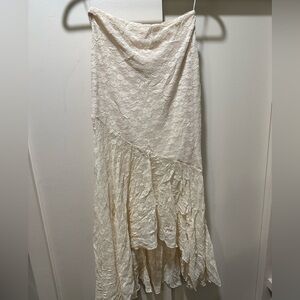 More to Come Cream Asymmetrical Lace Skirt